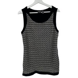 Travelers by Chico's Sleeveless Top sz 2 Large Black Silver Chain Mesh Tank